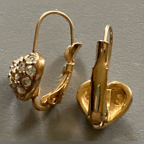 SWAROVSKI Gold Tone Crystal Leverback Heart Earrings - Picture 4 of 7